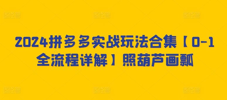 2024拼多多实战玩法合集【0-1全流程详解】照葫芦画瓢-创学笔记