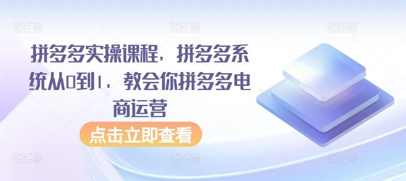 拼多多实操课程，拼多多系统从0到1，教会你拼多多电商运营-创学笔记