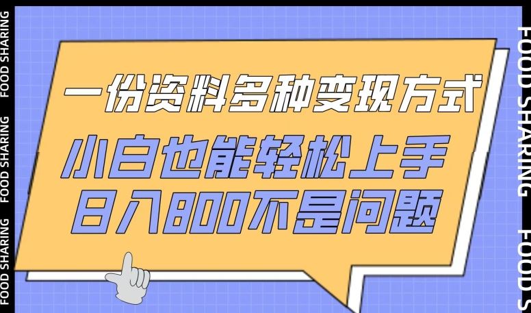 一份资料多种盈利途径，小白轻松上手，日收 800+【攻略】-创学笔记