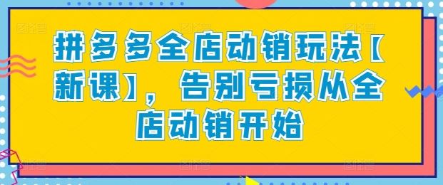 拼多多全店动销秘籍，解锁盈利新模式-创学笔记