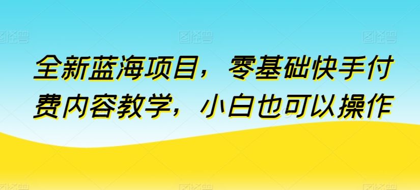 全新蓝海项目，零基础快手付费内容教学，小白也可以操作【揭秘】-创学笔记