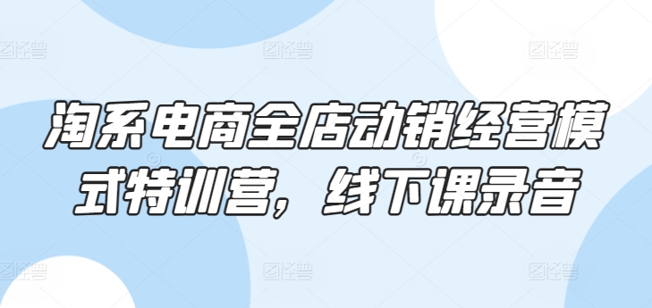 淘系电商全店动销经营模式特训营，线下课录音-创学笔记