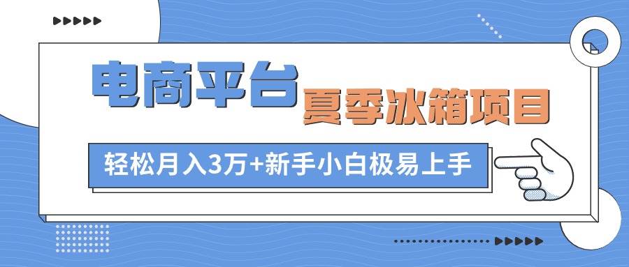 电商平台夏季冰箱项目，轻松月入3万+，新手小白极易上手-创学笔记