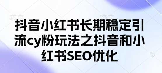 抖音小红书长期稳定引流cy粉玩法之抖音和小红书SEO优化-创学笔记