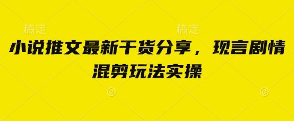 小说推文最新干货分享，现言剧情混剪玩法实操-创学笔记
