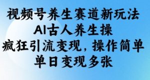 视频号养生赛道新玩法,AI古人养生操,疯狂引流变现,操作简单,单日变现多张-创学笔记