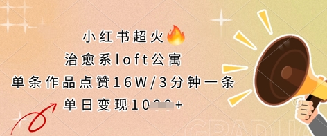小红书超火的治愈系loft公寓，单条作品点赞16W，3分钟一条，单日变现数张-创学笔记