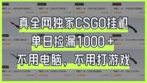 真全网独家CSGO挂G,单日捡漏1k+【揭秘】-创学笔记