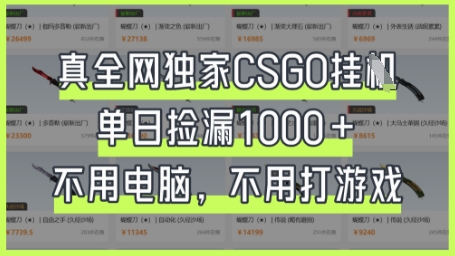 真全网独家CSGO挂G，单日捡漏1k+【揭秘】-创学笔记