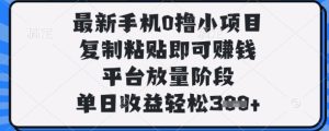 最新手机0撸小项目,复制粘贴即可挣钱,平台放量阶段,单日收益轻松3张+【揭秘】-创学笔记