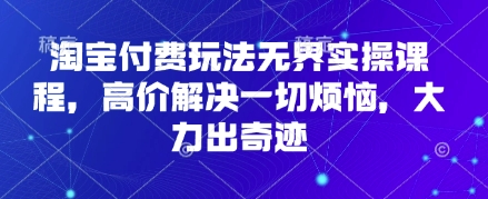 淘宝付费玩法无界实操课程，高价解决一切烦恼，大力出奇迹-创学笔记