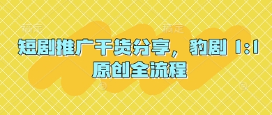 短剧推广干货分享，豹剧 1:1原创全流程-创学笔记