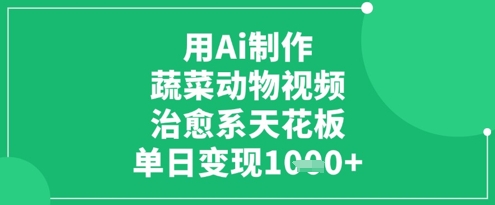 用Ai制作蔬菜动物视频，治愈系天花板，单日变现1k-创学笔记