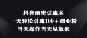抖音绝密引流术,一天轻松引流100+创业粉,当天操作当天见效果-创学笔记