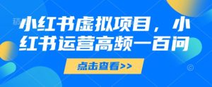 小红书虚拟项目,小红书运营高频一百问【文档】-创学笔记