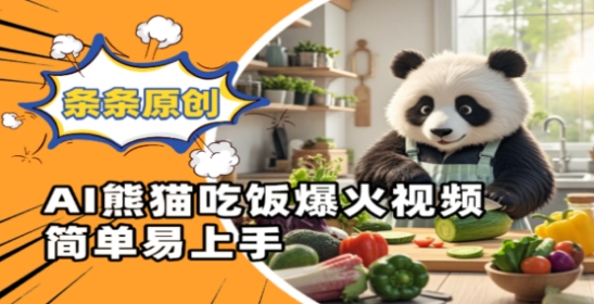 Ai熊猫吃饭爆火视频，条条原创，简单易上手-创学笔记