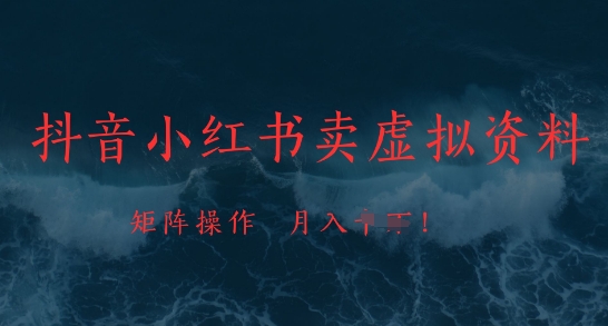抖音小红书卖虚拟资料，市场需求一直存在，矩阵操作，月入1w+-创学笔记