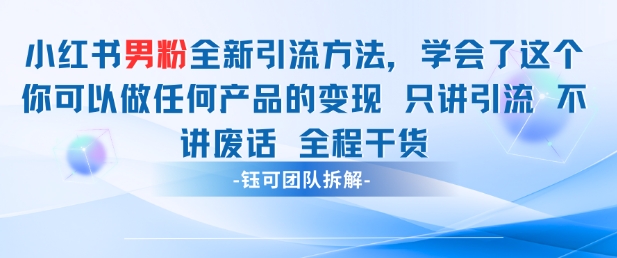 小红书男粉引流 学会了这个变现很容易，不讲废话全程针对男人的打法 全程干货-创学笔记