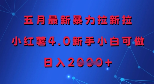 五月最新暴力拉新拉，小红薯4.0新手小白可做，日入多张-创学笔记