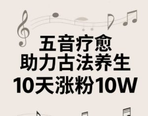 古法五音养生教程,五音疗愈的视频的制作方法,2-4小时就能学会,作者10天涨粉10W-创学笔记