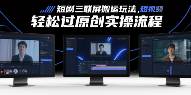 短剧三联屏搬运玩法，短剧搬运轻松过原创实操流程-创学笔记