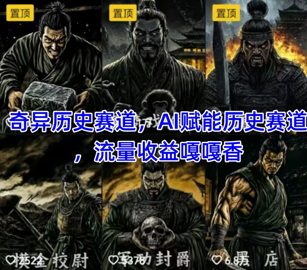 抖音奇异历史赛道，AI赋能历史赛道，流量收益嘎嘎香，狂撸伙伴计划-创学笔记