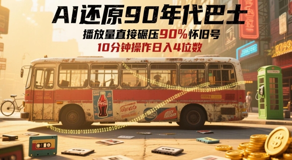 AI还原90年代巴士，一帧就让70后泪崩，播放量直接碾压90%怀旧号，每天操作十分钟，日入四位数-创学笔记