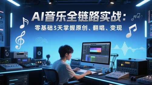 AI音乐全链路实战变现课：零基础3天掌握原创、翻唱、变现-创学笔记