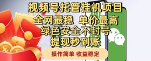 视频号托管挂G项目全网最稳,单价最高,绿色安全不封号提现秒到账,操作简单,收益稳定【揭秘】-创学笔记