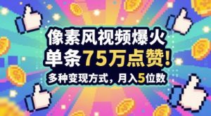3分钟做出孤独感拉满的素风插画视频,单条点赞75W,谁发谁火系列,多种变现方式,月入5位数-创学笔记