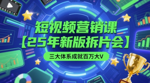 短视频营销课【25年新版拆片会】三大体系成就百万大V，包含正课、拆片会、手把手教学直播课等-创学笔记