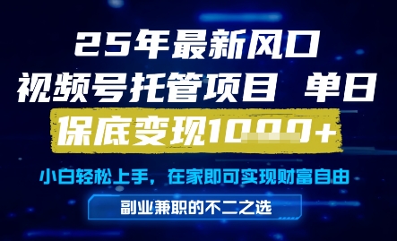 25年最新风口，视频号托管项目，单日保底变现1k+，手把手教学【揭秘】-创学笔记