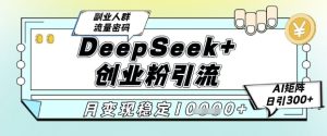 DeepSeek+创业粉精准引流，全新分享课4.0玩法，AI矩阵日引300+，多种变现方式，稳定月入1W-创学笔记