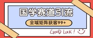 小红书某音国学赛道引流获客 自热矩阵日引200+【揭秘】-创学笔记