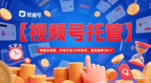 【视频号托管 】我提供视频,你每天花5分钟发布,最高躺挣2W+【揭秘】-创学笔记