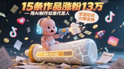 用AI制作幼崽代言人，宝宝的控诉火爆全网，15条作品涨粉13W，单号月入5位数实操教程-创学笔记