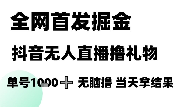 全网首发掘金抖音无人直播撸礼物，单号1k +无脑撸，当天拿结果【揭秘】-创学笔记