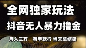全网独家玩法抖音无人暴力撸金,月入3W,有手就行,当天拿结果【揭秘】-创学笔记