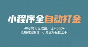 小程序全自动打金,48小时可见收益,日入多张,长期稳定靠谱,小白宝妈轻松上手【揭秘】-创学笔记
