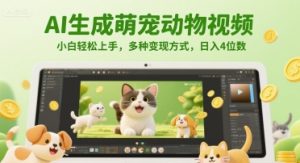 AI生成萌宠动物视频,小白轻松上手,多种变现方式,日入4位数-创学笔记