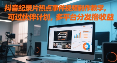 抖音纪录片热点事件视频制作教学，可过伙伴计划，多平台分发撸收益-创学笔记