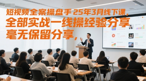 短视频全案操盘手25年3月线下课，全部实战一线操盘手经验分享，毫无保留分享，全是干货-创学笔记