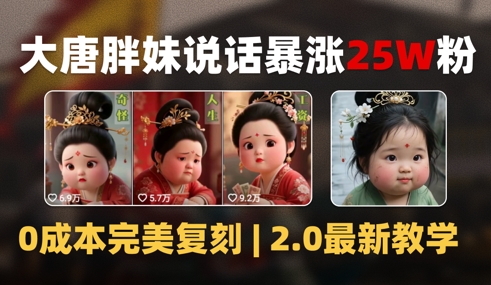 AI大唐胖贵妃说话2.0，40条视频暴涨40w粉，附独家变现攻略-创学笔记