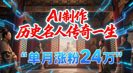 暴力起号！用AI制作历史名人传奇一生，单月涨粉24W，涨粉+变现赛道黑马来了-创学笔记
