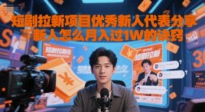 短剧拉新项目优秀新人代表分享新人怎么月入过1W的诀窍-创学笔记