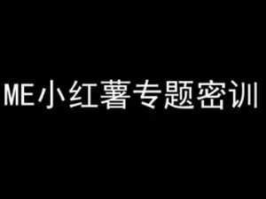 ME小红薯专题密训-小红书电商教程-创学笔记