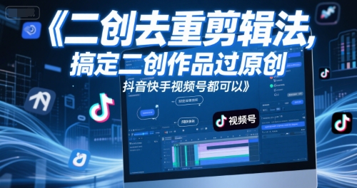 短视频二创去重剪辑法，搞定二创作品过原创，抖音快手视频号都可以-创学笔记