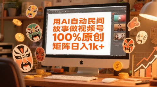 用AI自动民间故事做视频号，100%原创，矩阵日入1k+-创学笔记