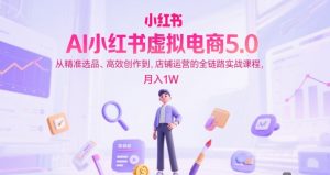 AI小红书虚拟电商5.0,从精准选品、高效创作到,店铺运营的全链路实战课程,月入1W-创学笔记