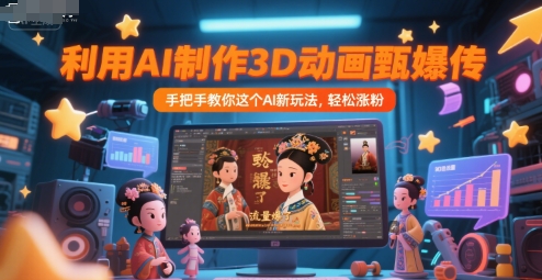 利用AI制作3D动画甄嬛传，流量爆了，手把手教你这个AI新玩法，轻松涨粉-创学笔记